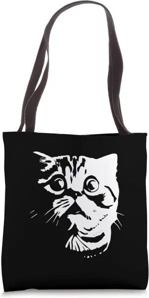 Funny Cute Cat Face Silhouette Minimalist Tote Bag