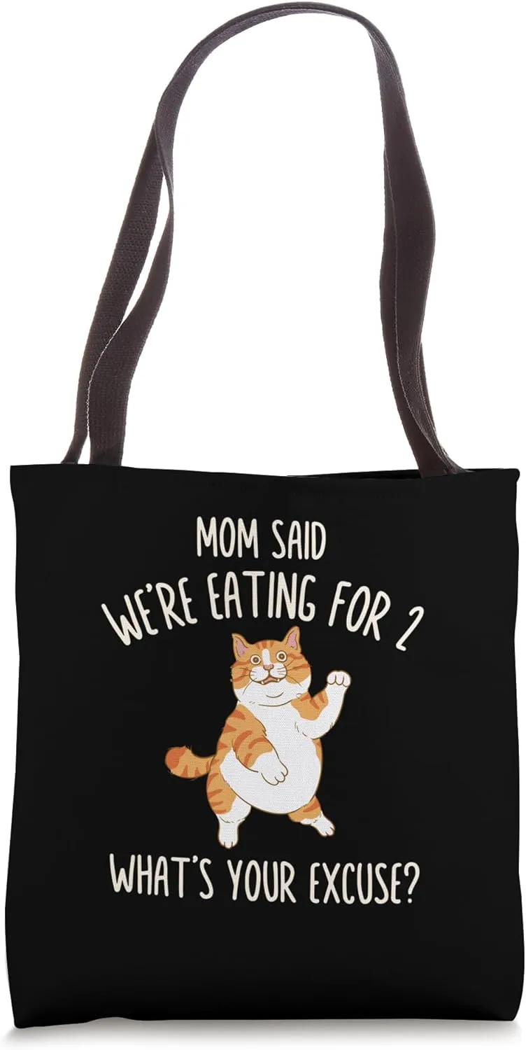 Funny Fat Cat Lover Pregnant Preggo Mom Sympathy Weight Meme Tote Bag