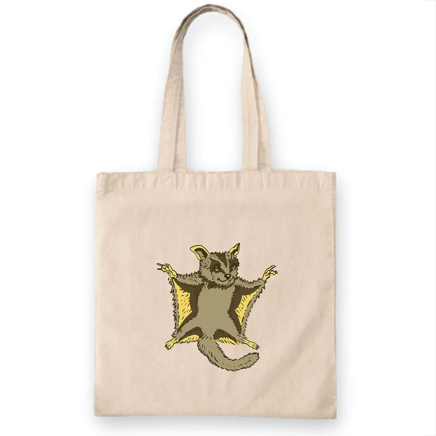 Funny Gift for Animal Flying Lovers Sugar Glider Natural White Multicolor Canvas Tote Bag