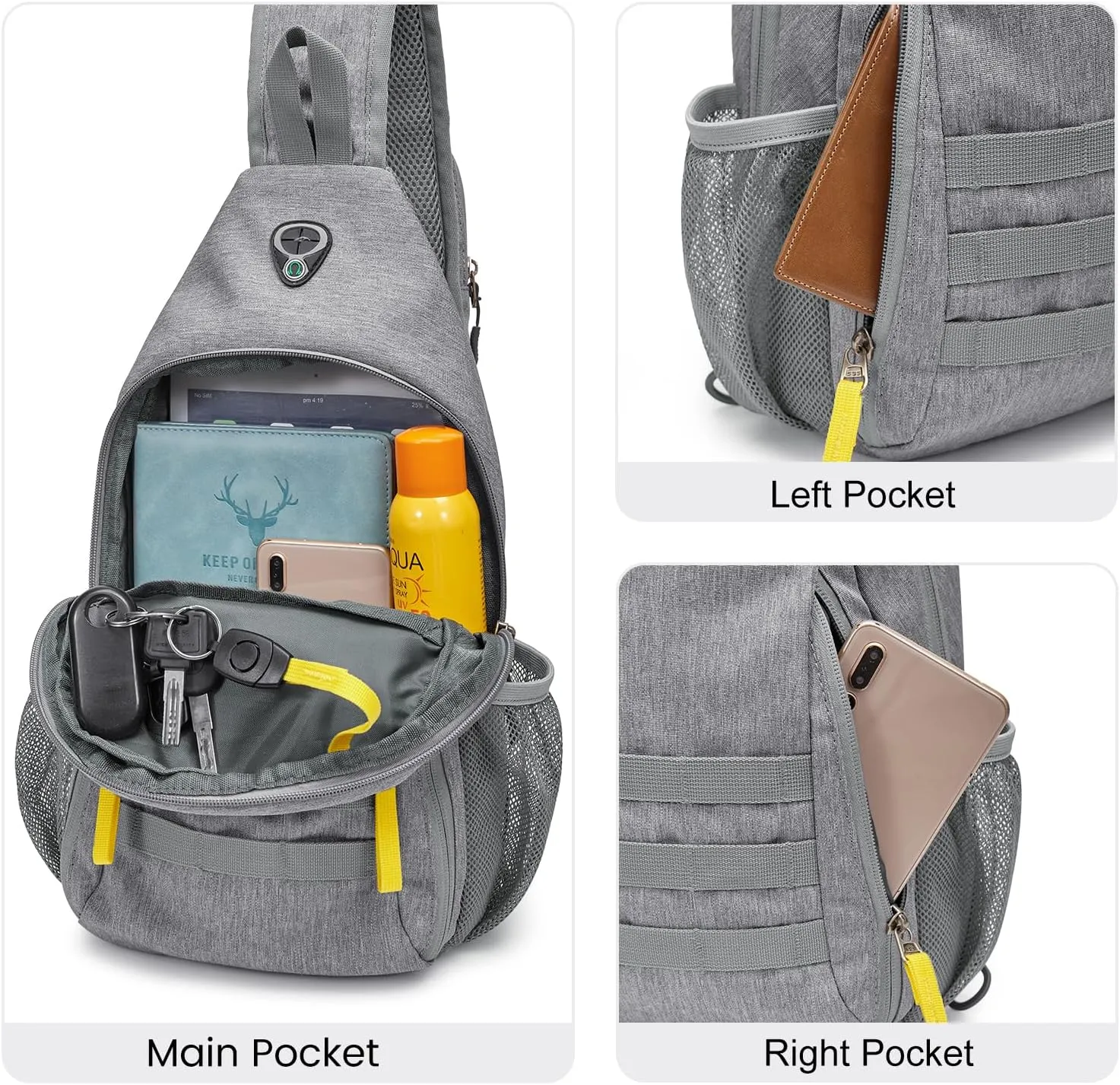 G4Free Sling Bag RFID Blocking Crossbody Backpack Travel Chest Bag Hiking Daypack for Women Men Outdoor Sports