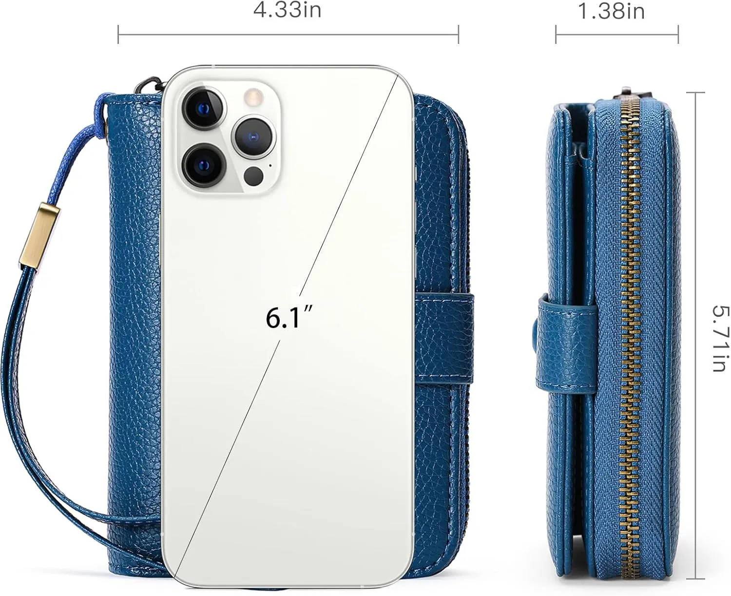GAEKEAO Leather Credit Card Holder Wallet for Women RFID Blocking Large Capacity Bifold Zipper Card Case Organizer with Wristlet 32 Slots