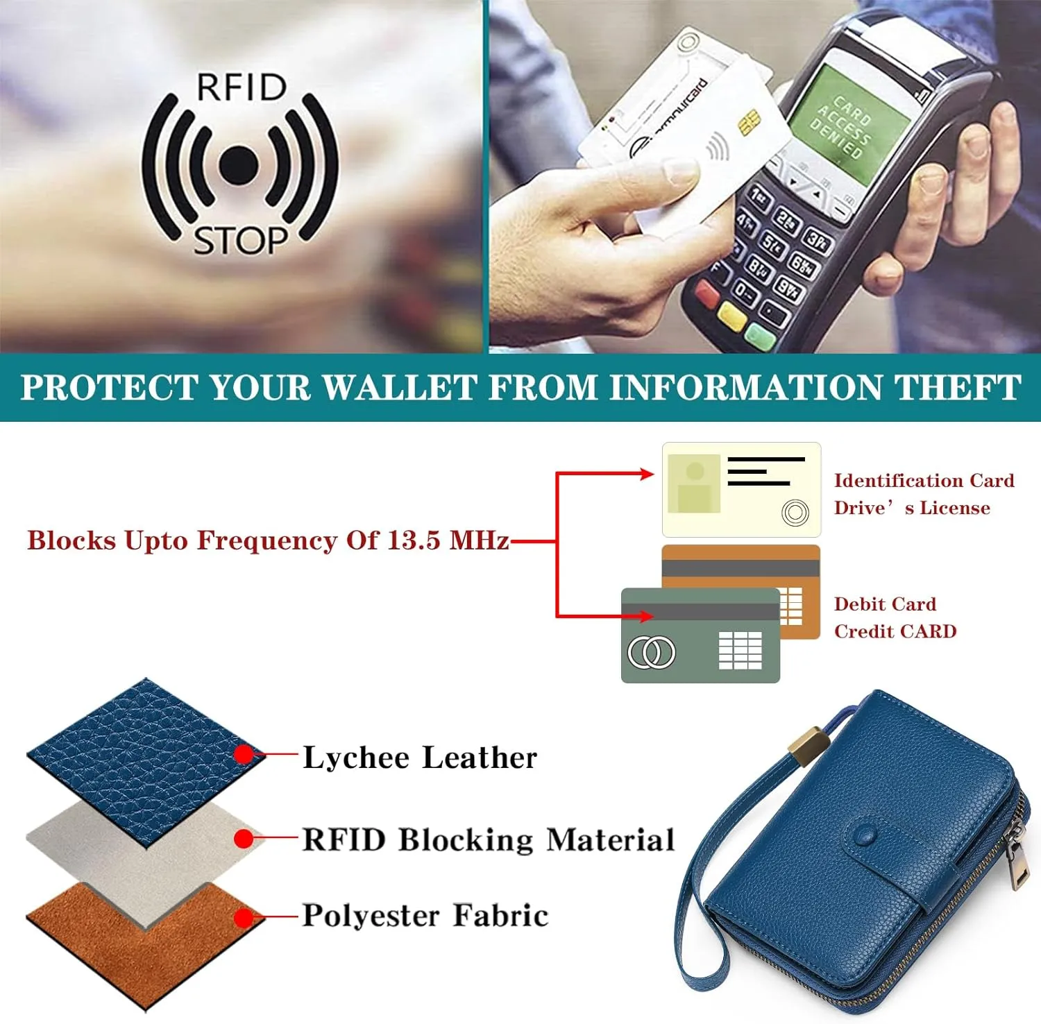GAEKEAO Leather Credit Card Holder Wallet for Women RFID Blocking Large Capacity Bifold Zipper Card Case Organizer with Wristlet 32 Slots