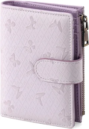 GAEKEAO Small Wallets for Women Leather RFID Blocking Bifold Zipper Pocket Wallet Card Case Purse with ID Window