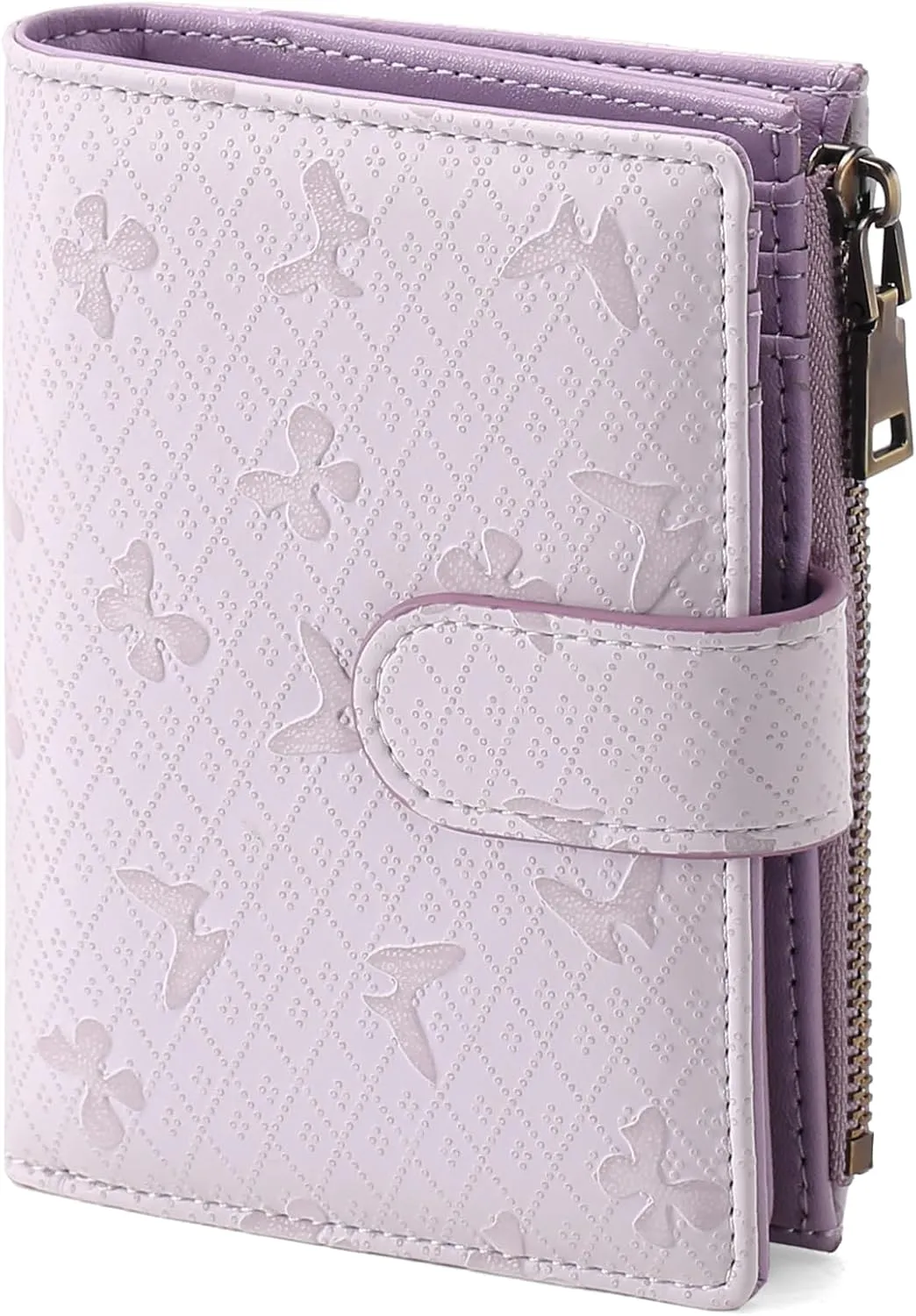 GAEKEAO Small Wallets for Women Leather RFID Blocking Bifold Zipper Pocket Wallet Card Case Purse with ID Window