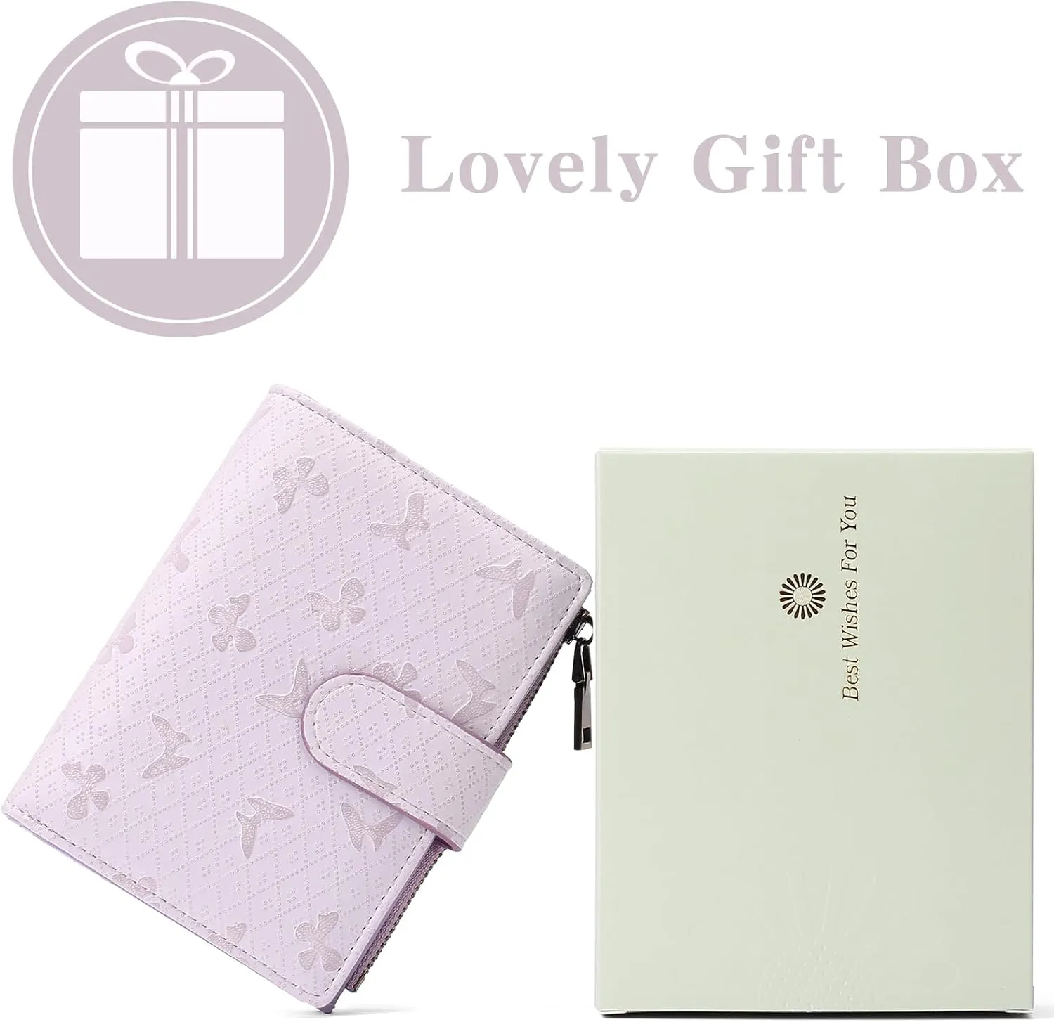 GAEKEAO Small Wallets for Women Leather RFID Blocking Bifold Zipper Pocket Wallet Card Case Purse with ID Window