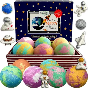 Galaxy Bath Bombs for Kids with Surprise Inside - Organic Bubble Bath Bombs with Educational Outer Space Planet Toys. Gentle, Natural & Kids Friendly - Birthday Gifts for Boys, Toddlers, Girls