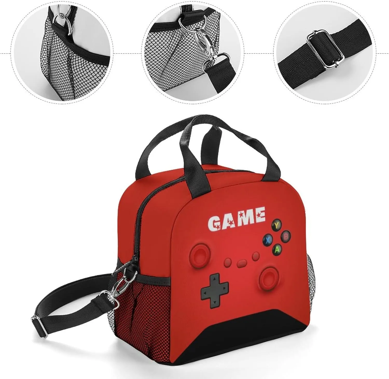 Game Lunch Bag for Boys Girls Gamer, Insulated Video Game Lunch Box for School Work Office Travel Picnic Hiking Beach, Waterproof Leakproof Portable Fits Most Bento Boxes