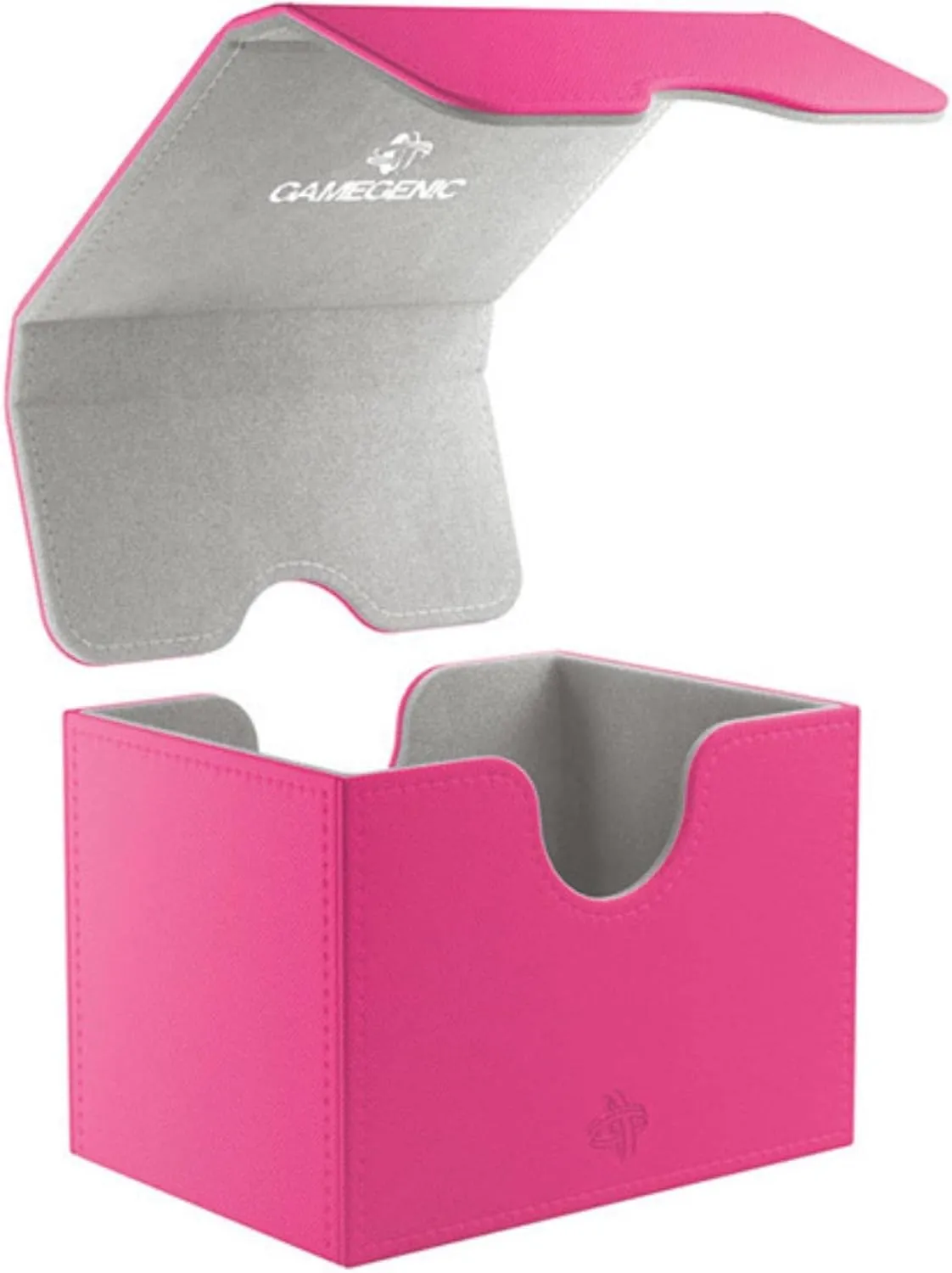 Gamegenic Sidekick 100  Convertible Deck Box | Sideloading Card Storage Box with Removable Cover | Holds 100 Double-Sleeved Cards | Nexoyber Surface | Microfiber Inner Lining | Pink Color | Made