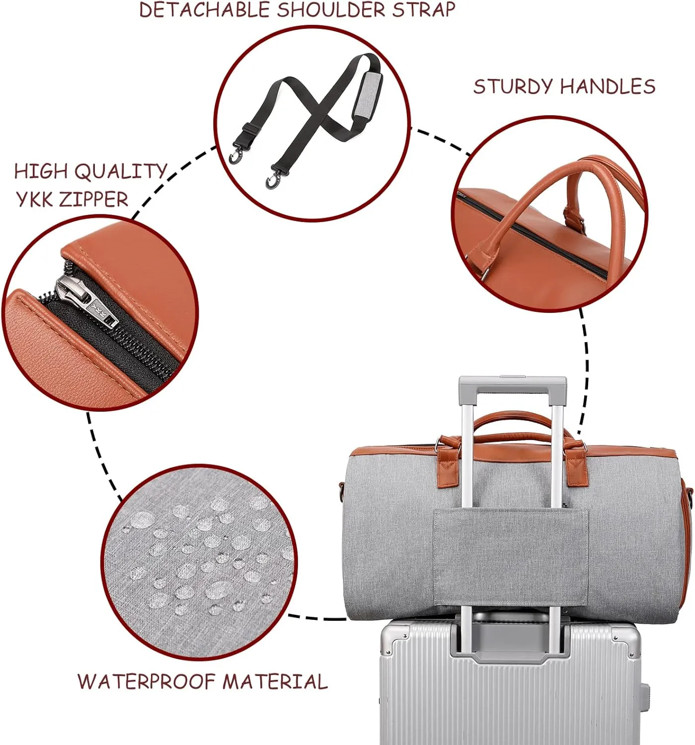 Garment Duffle Bags For Travel, Convertible Carry On Garment Bag With Shoulder Strap, Shoes Compartment Carry on Mens Garment Bag For Suits, 2 in 1 Suit Bags For Men Travel