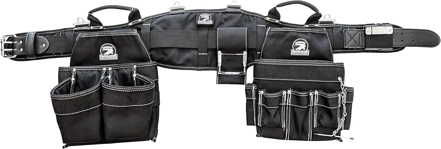 Gatorback Electricians Combo Deluxe Package (Ventilated Back Support Tool Belt Combo, Suspenders, Drill Holster, Gloves). Medium 31"-35"