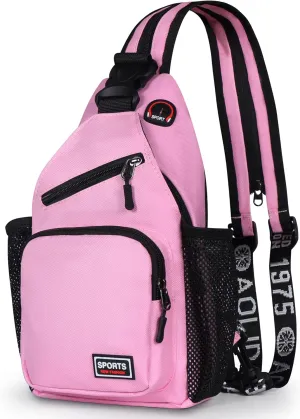 Geestock Crossbody Sling Bag Backpack for Men & Women, Convertible Shoulder Bag Waterproof Chest Bag for Daypack Travel Hiking (Pink)