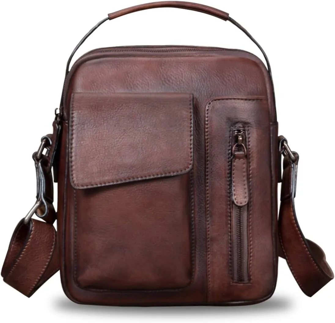Genuine Leather Purses and Shoulder Bag for Men Vintage Real Leather Messenger Bag Handbag Crossbody Satchel Purse Strap