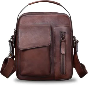 Genuine Leather Purses and Shoulder Bag for Men Vintage Real Leather Messenger Bag Handbag Crossbody Satchel Purse Strap
