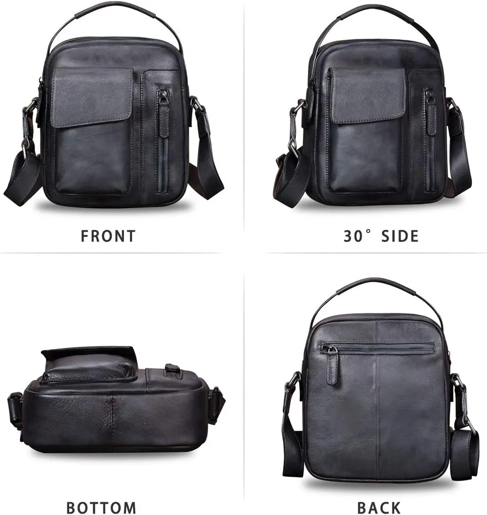 Genuine Leather Purses and Shoulder Bag for Men Vintage Real Leather Messenger Bag Handbag Crossbody Satchel Purse Strap