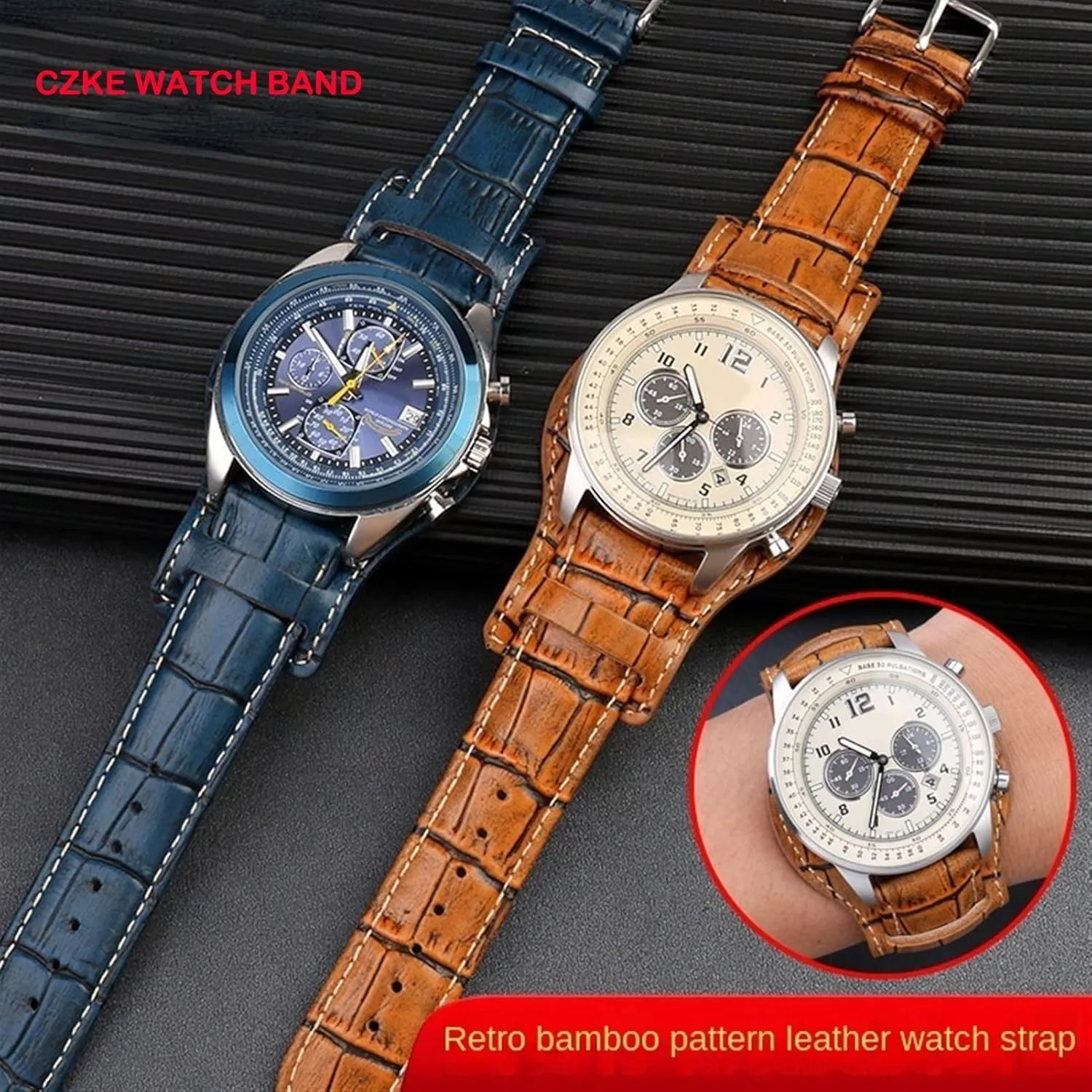 Genuine Leather watch strap 20mm 22mm mens watchband With mat wristwatches band handmade leather Bracelet