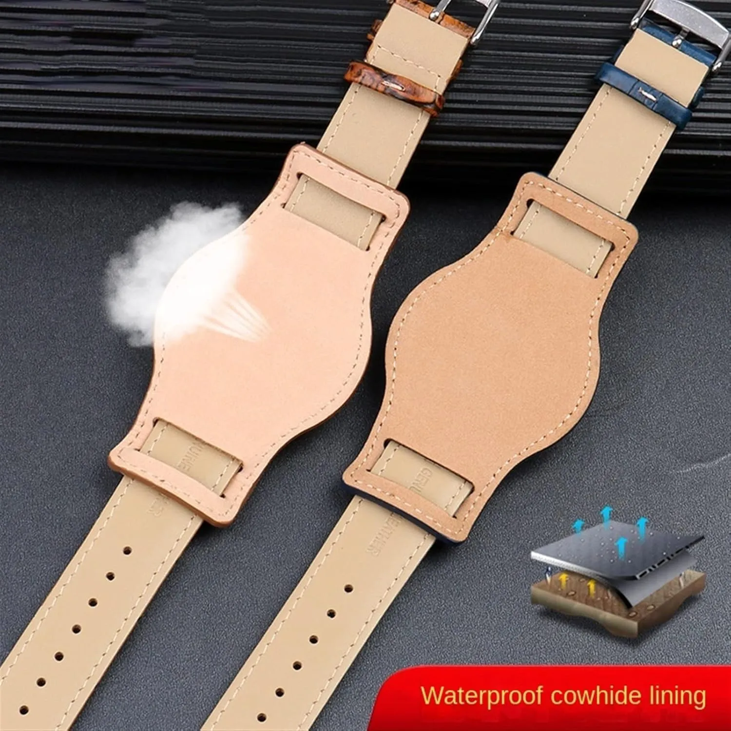 Genuine Leather watch strap 20mm 22mm mens watchband With mat wristwatches band handmade leather Bracelet