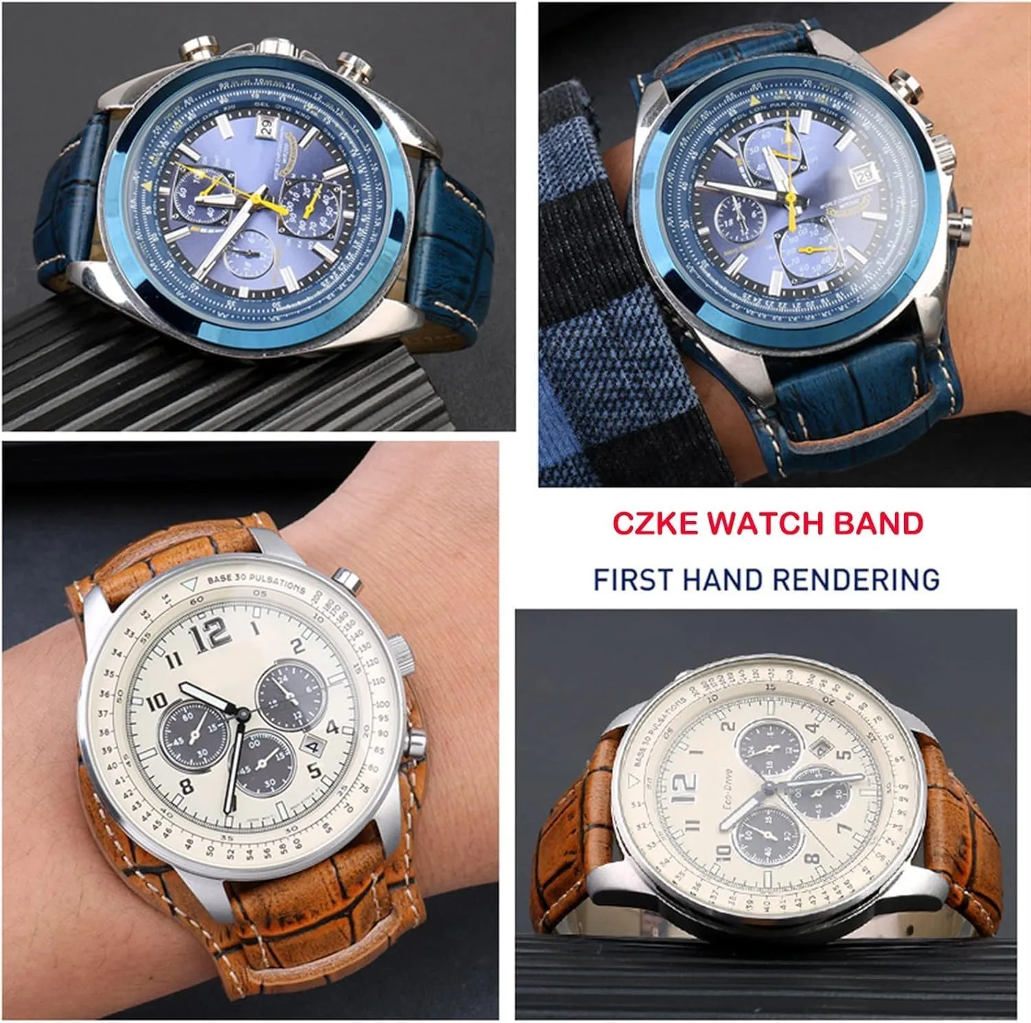 Genuine Leather watch strap 20mm 22mm mens watchband With mat wristwatches band handmade leather Bracelet