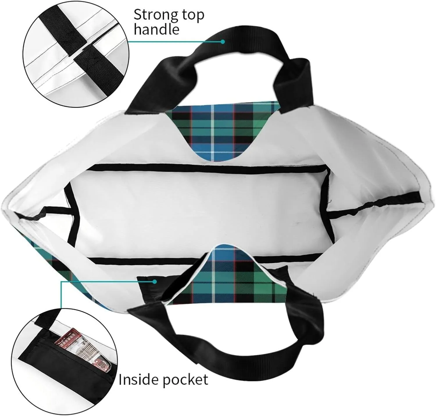 Georgia Tartan Tote Bag For Women Weekender Travel Bag Reusable Grocery Bags Large Totes Handbags