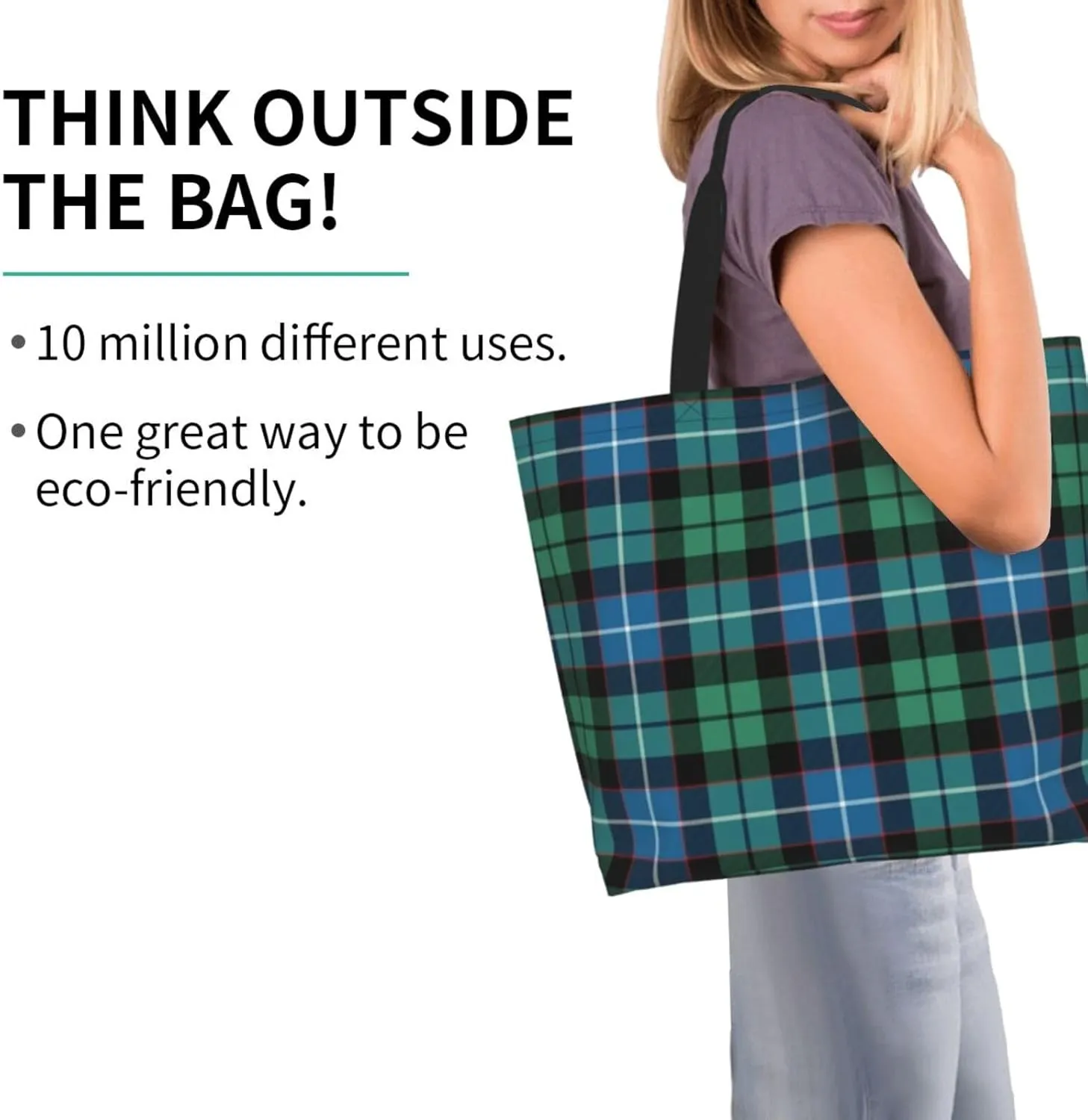 Georgia Tartan Tote Bag For Women Weekender Travel Bag Reusable Grocery Bags Large Totes Handbags