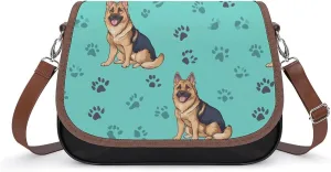 German Shepherd Crossbody Bags for Women Leather Tote Bag Handbag Purse for Work Travel