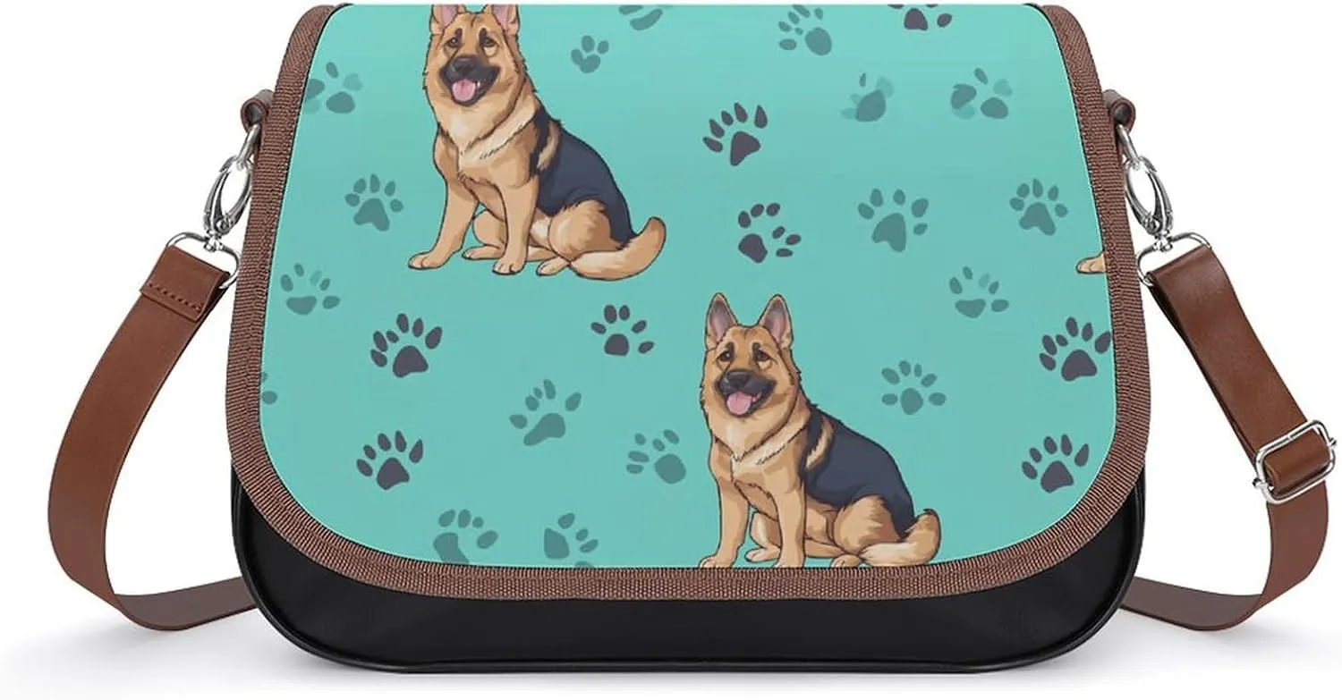 German Shepherd Crossbody Bags for Women Leather Tote Bag Handbag Purse for Work Travel
