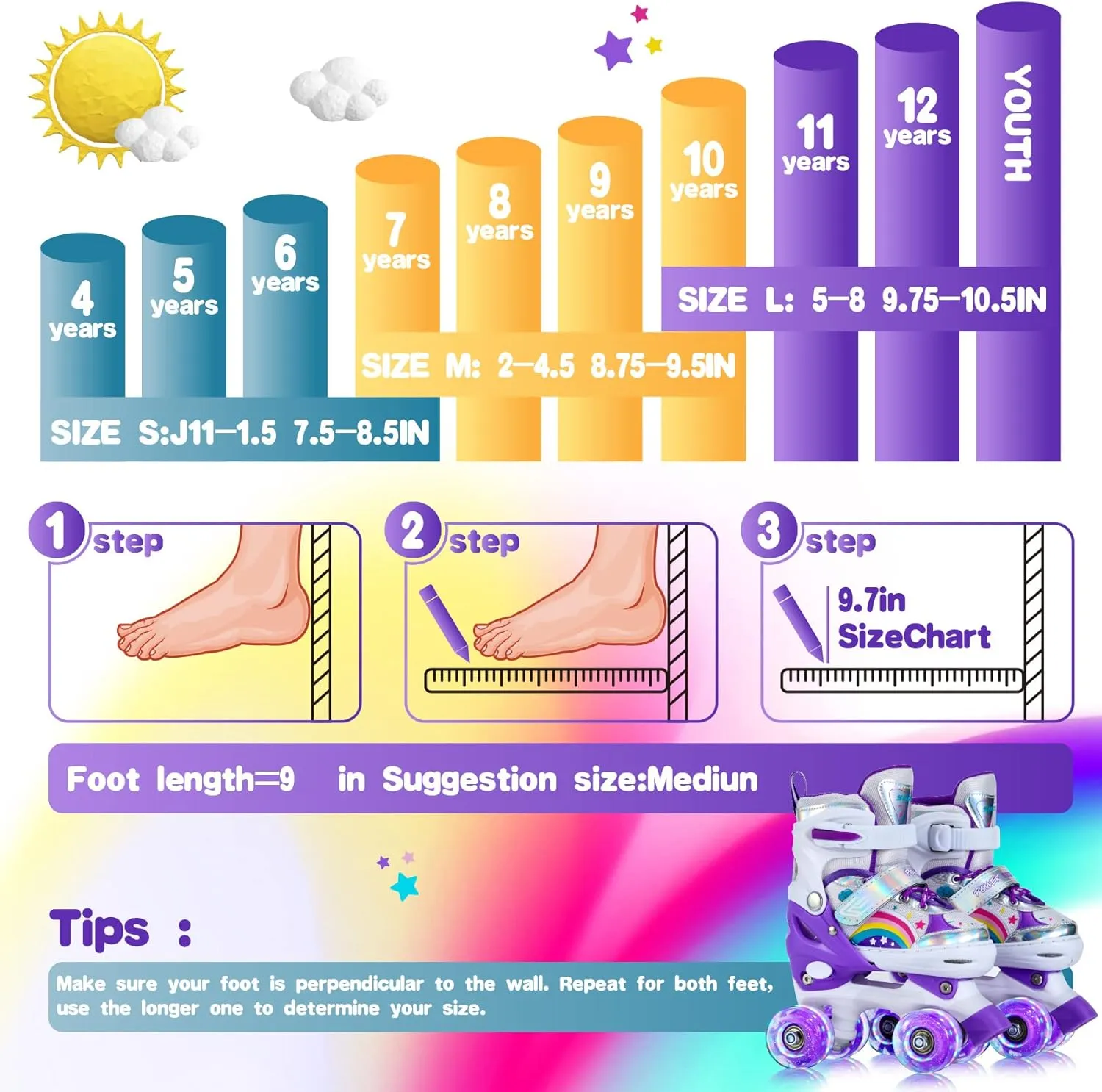 Girls Roller Skates for Kids Beginners 4 Size Adjustable Roller Skates, Light UP 8 Wheels for Girls Roller Skate Fun Illuminating Roller Skate for Kids Boys patines para niñas