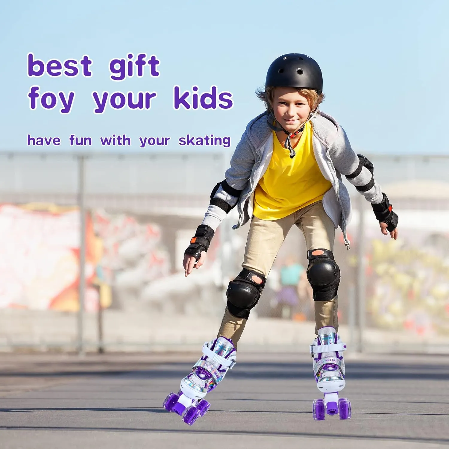 Girls Roller Skates for Kids Beginners 4 Size Adjustable Roller Skates, Light UP 8 Wheels for Girls Roller Skate Fun Illuminating Roller Skate for Kids Boys patines para niñas