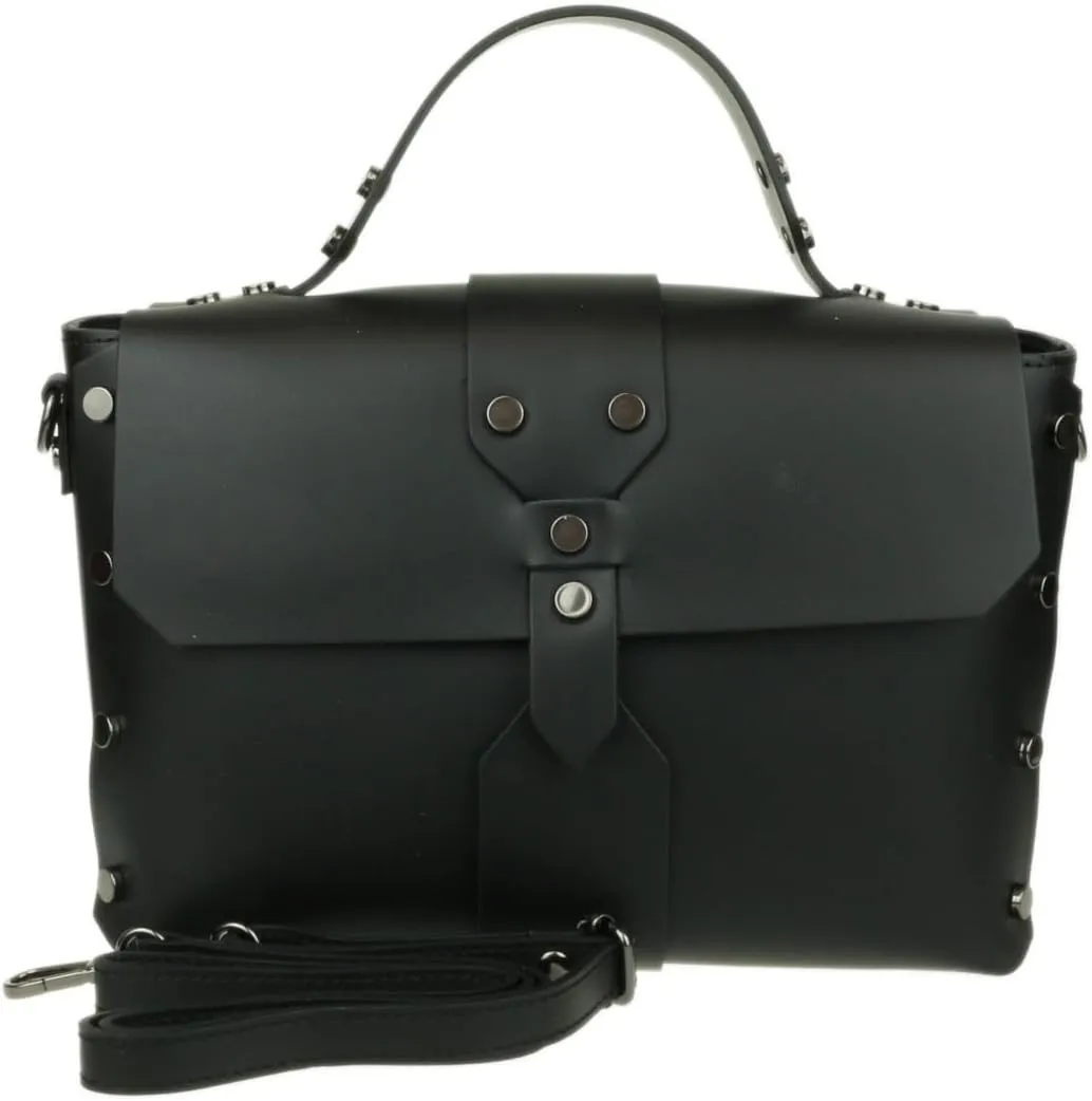 Girly HandBags Womens Studs Genuine Satchel Black