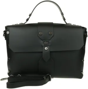 Girly HandBags Womens Studs Genuine Satchel Black