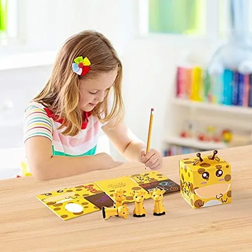 GLOCITI Valentines Day Cards for Kids 28 Pack 3D Animal Box with Puzzle Erasers - Perfect DIY Valentines Cards for Classroom School Games & Valentine Party Favors for Kids