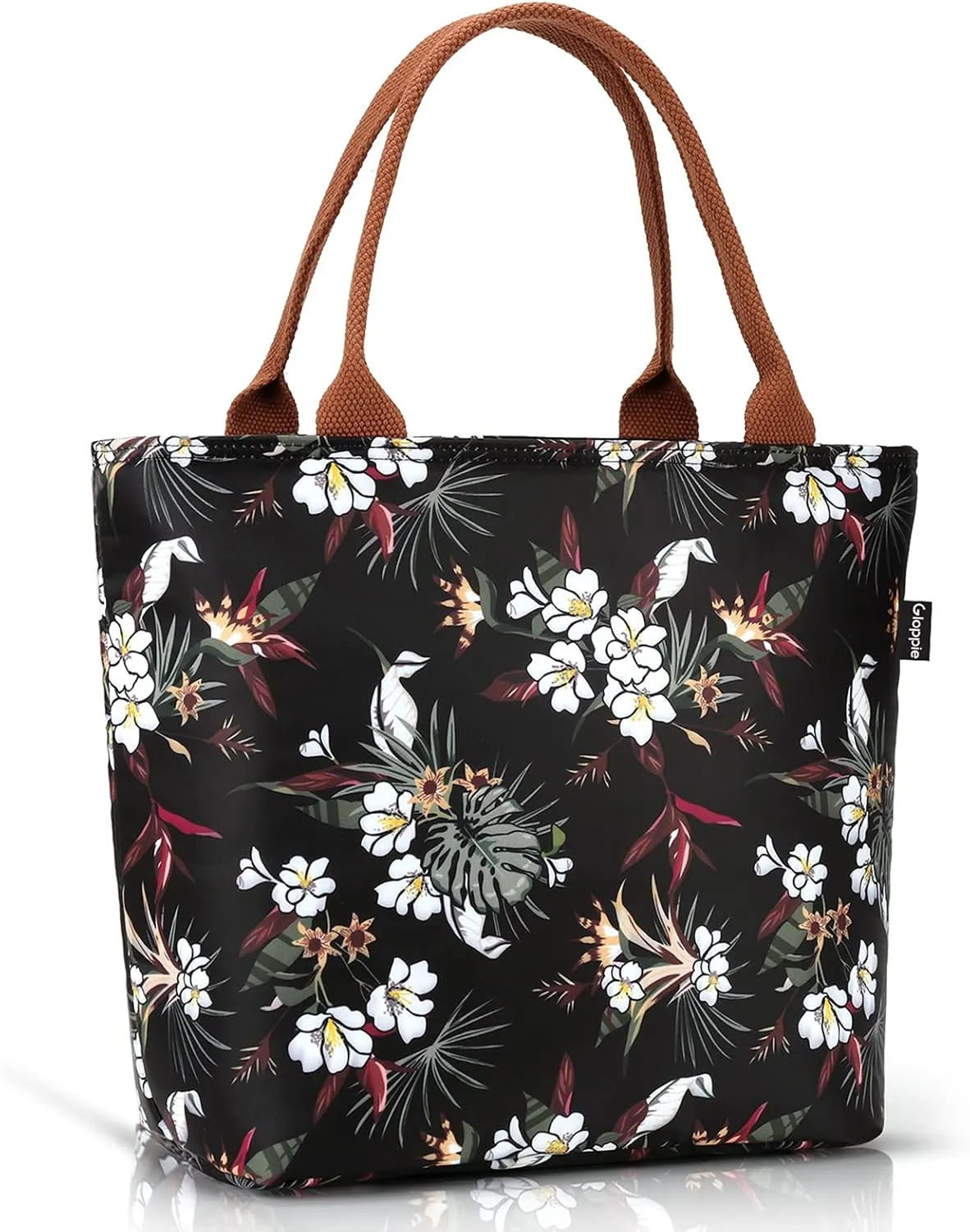 Gloppie Lunch Bag Women Insulated Lunch Box for Women Leakproof Lunch Tote White Flower