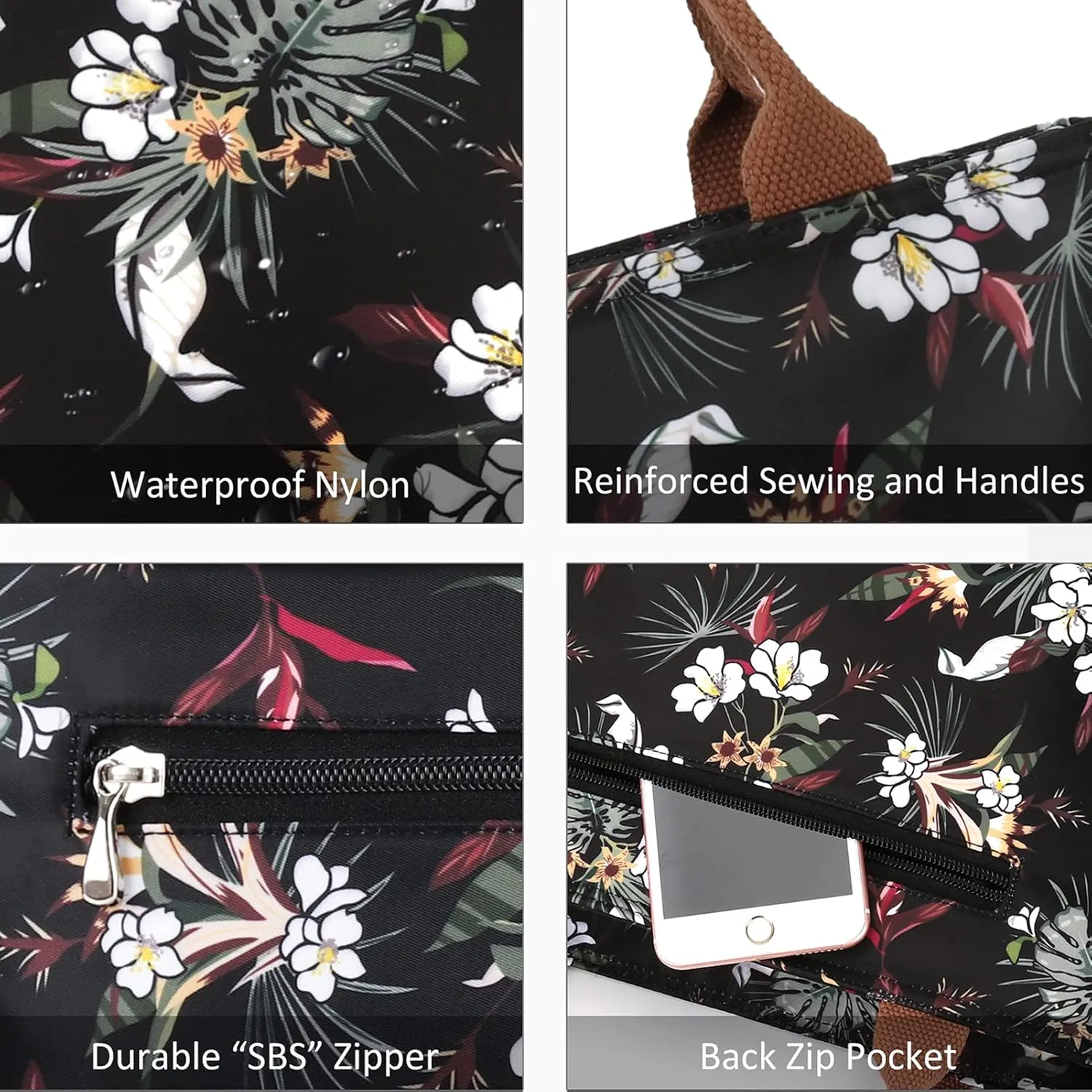 Gloppie Lunch Bag Women Insulated Lunch Box for Women Leakproof Lunch Tote White Flower