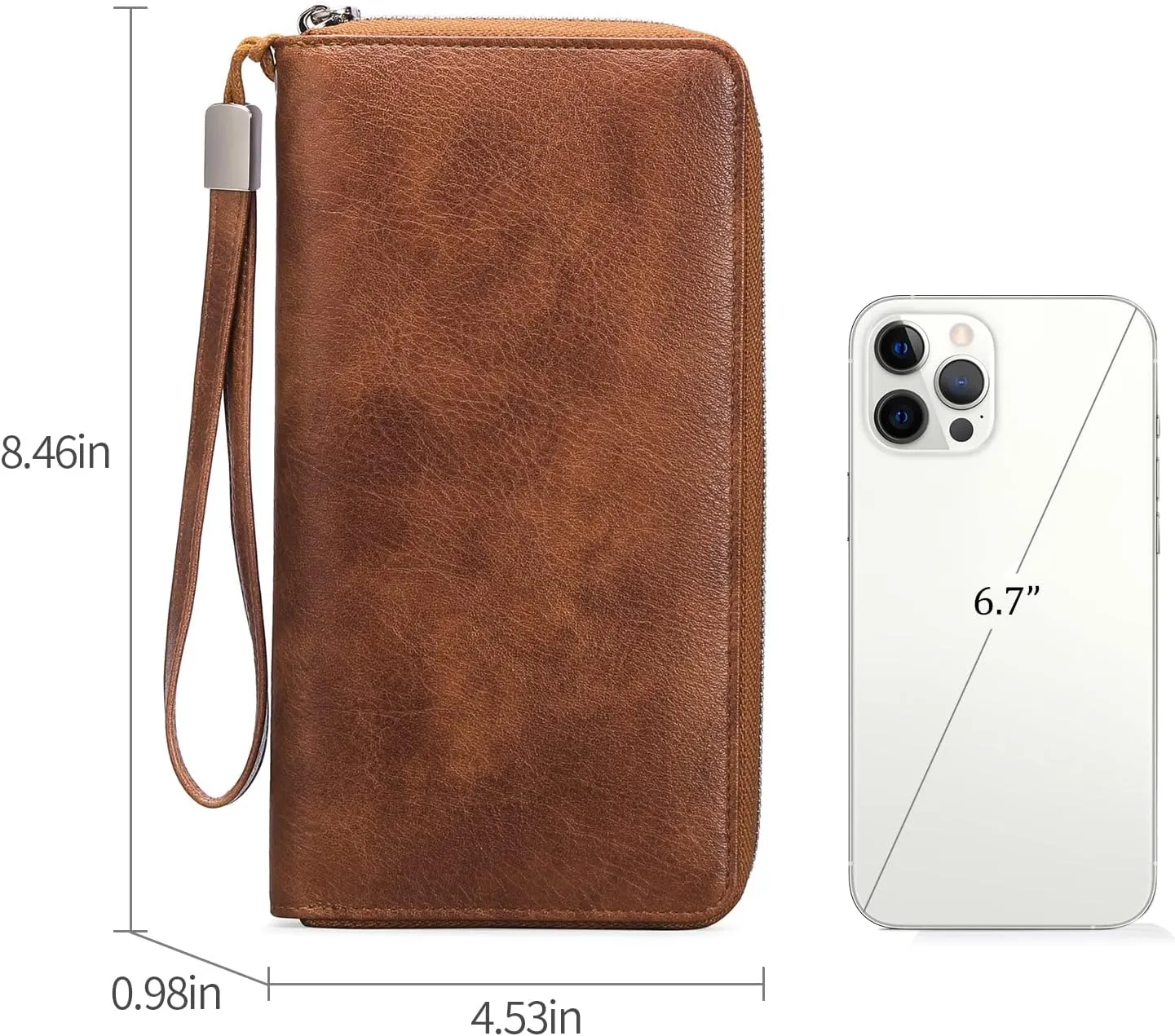 GOIACII Womens Wallet RFID Blocking Leather Zip Around Wallet Large Capacity Long Purse Credit Card Clutch Wristlet