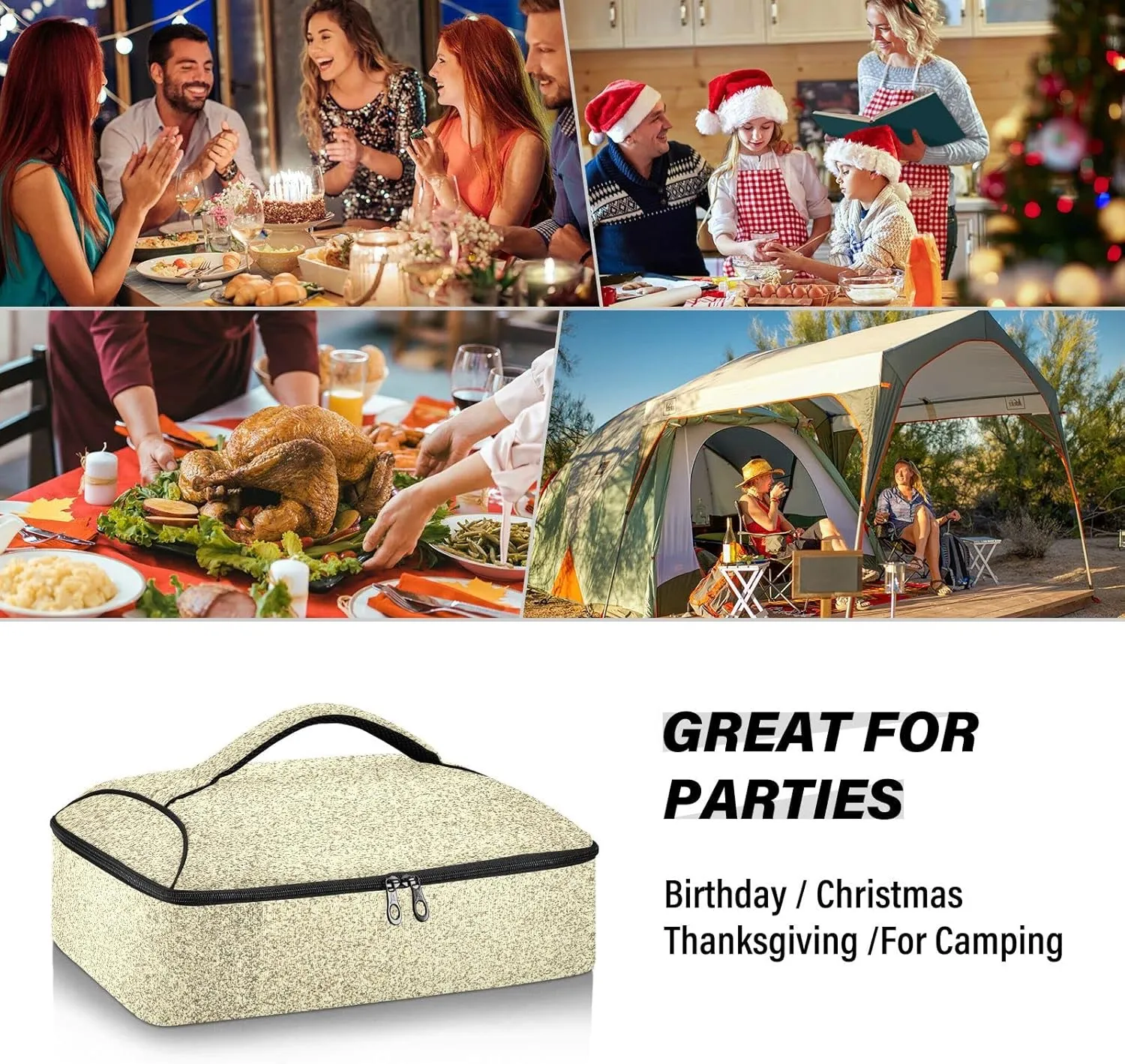Gold Golden Glitter and Glare Pattern Reusable Insulated Pizza Bag, Waterproof Food Delivery Bag, with Handle Lid Leakproof Pizza Holder Tote for Hot or Cold Food