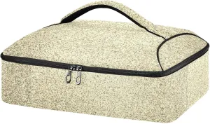 Gold Golden Glitter and Glare Pattern Reusable Insulated Pizza Bag, Waterproof Food Delivery Bag, with Handle Lid Leakproof Pizza Holder Tote for Hot or Cold Food