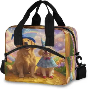 Golden Retriever Flower Field Rainbow Lunch Box for Men Women Adults Insulated Lunch Bag Cooler Bag with Adjustable Shoulder Strap for Work Picnic Travel274