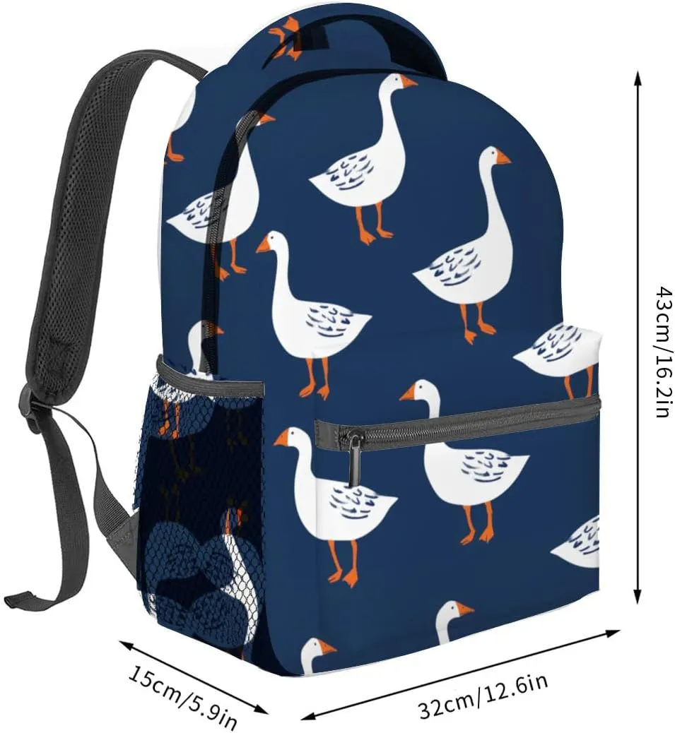 Goose Pattern Backpack Travel Backpacks Laptop Rucksack,School Bookbag for Women Kids Boys Girls,Cute Animal Back Pack Accessories Bags,Ideal Gifts for Work, Outdoor Adventures