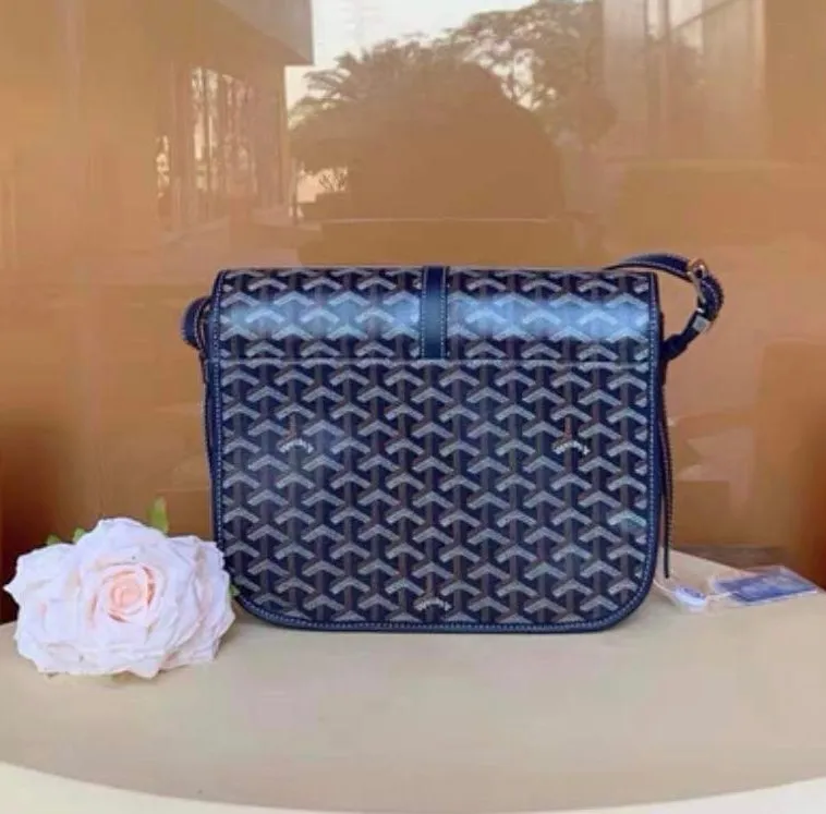 Goyard Goyardine Belvedere MM Messenger Bag in Navy.