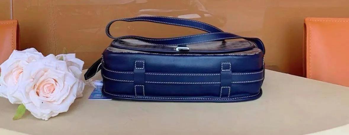 Goyard Goyardine Belvedere MM Messenger Bag in Navy.
