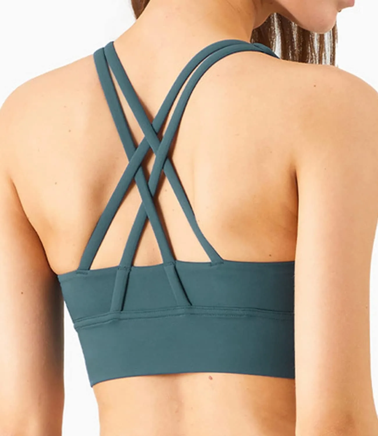 Grace Form Strappy Sports Bra for Women Padded Push Up Sport Bra Athletic Running Workout Bra Yoga Bra