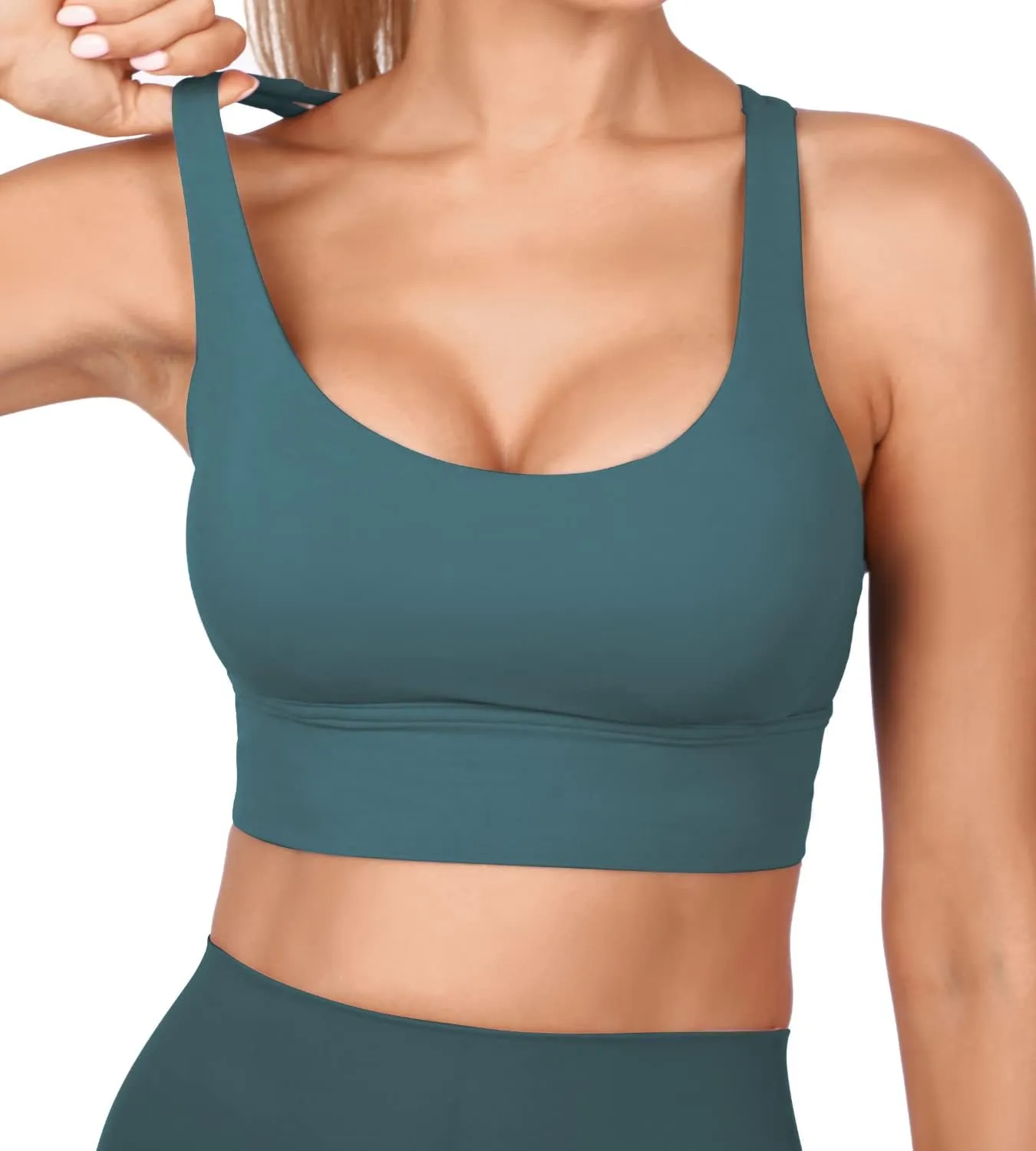 Grace Form Strappy Sports Bra for Women Padded Push Up Sport Bra Athletic Running Workout Bra Yoga Bra