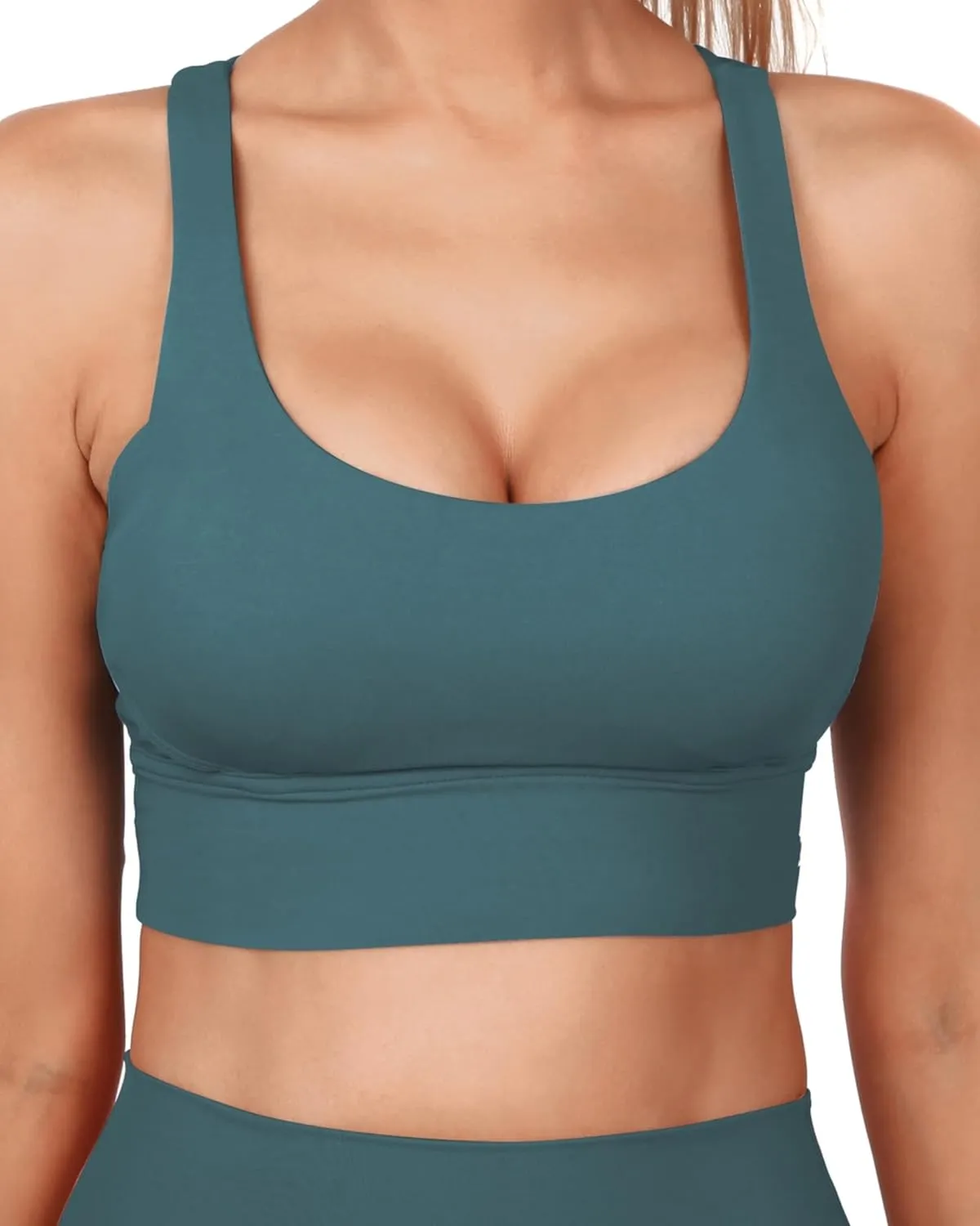 Grace Form Strappy Sports Bra for Women Padded Push Up Sport Bra Athletic Running Workout Bra Yoga Bra