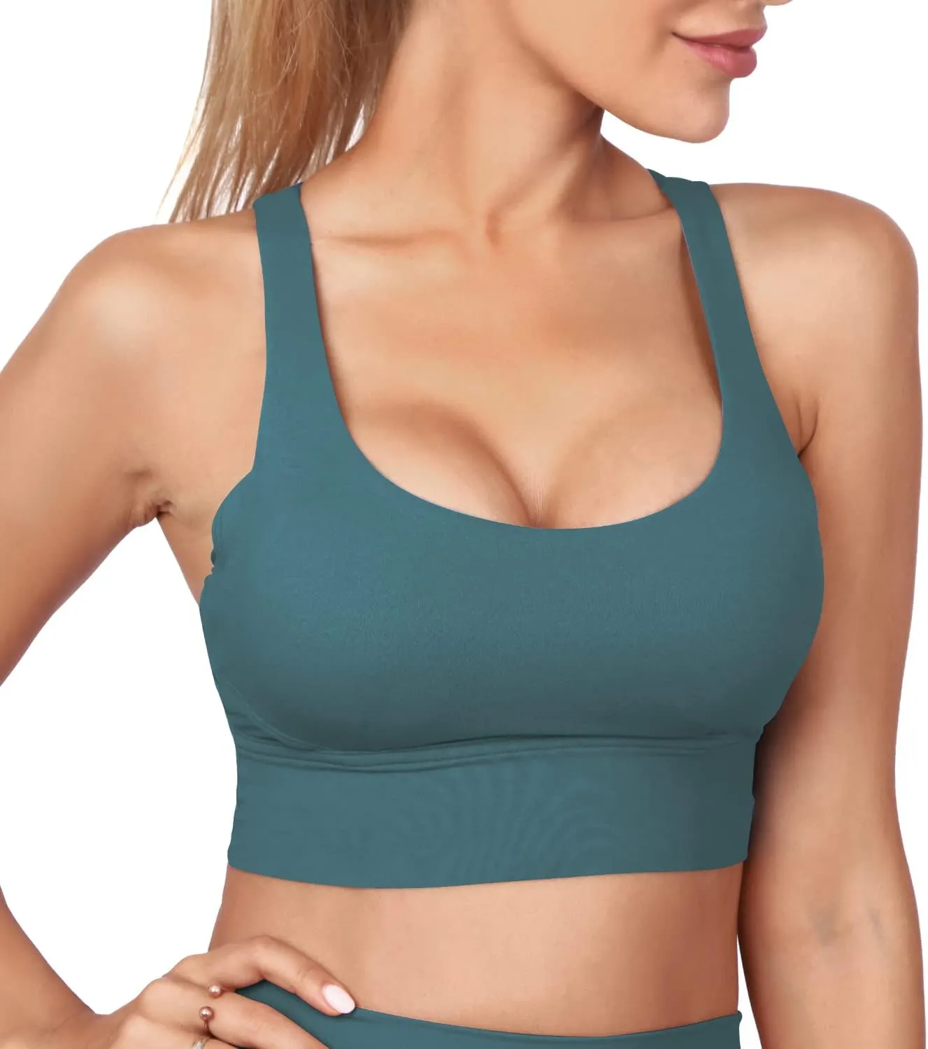 Grace Form Strappy Sports Bra for Women Padded Push Up Sport Bra Athletic Running Workout Bra Yoga Bra
