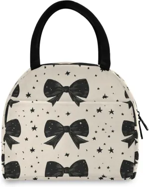 Graffiti Black Bow Women's Lunch Bag Men's Insulated Lunch Box Unisex Reusable Lunch Box Cooler Bag For Work Office Travel Picnic