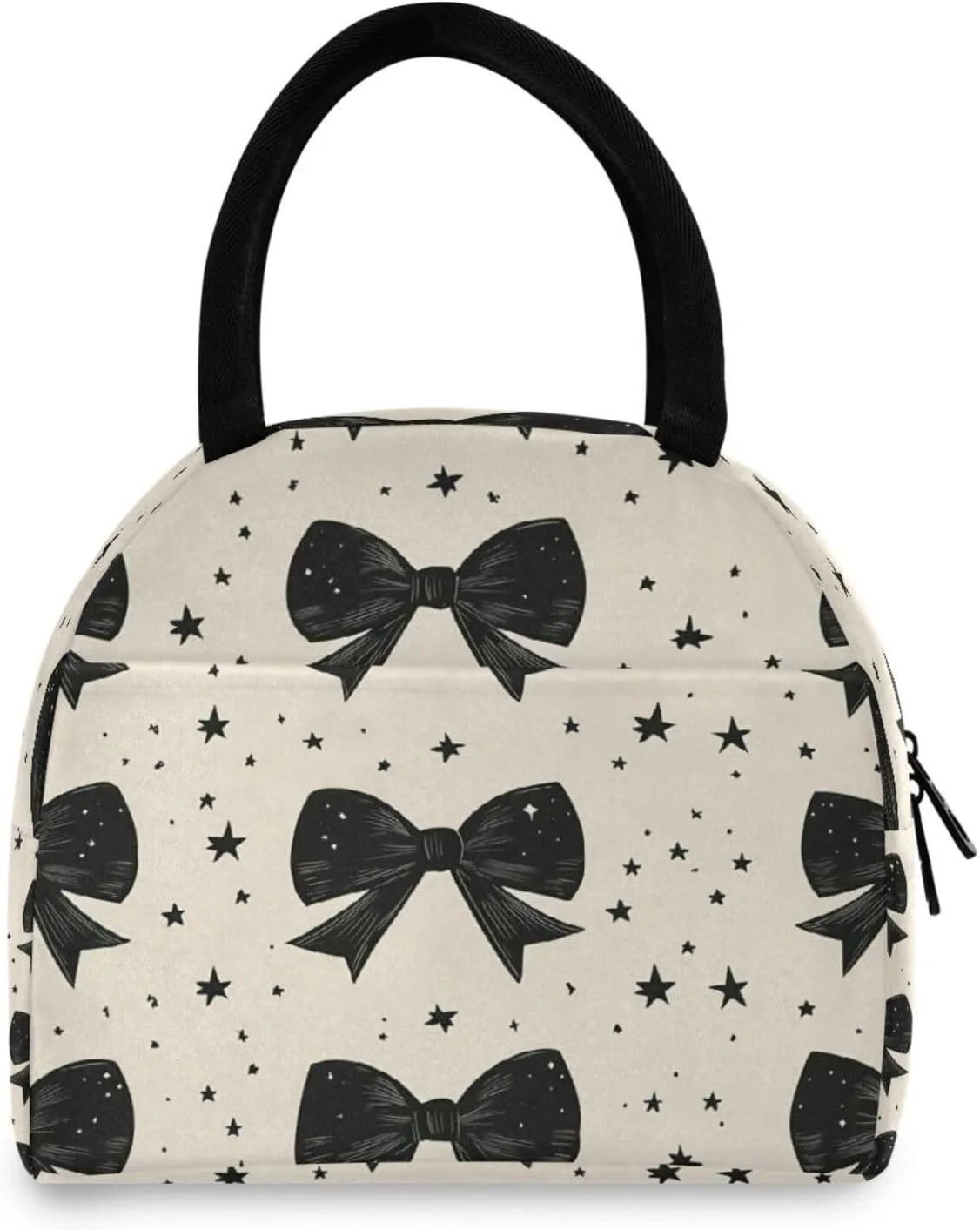 Graffiti Black Bow Women's Lunch Bag Men's Insulated Lunch Box Unisex Reusable Lunch Box Cooler Bag For Work Office Travel Picnic