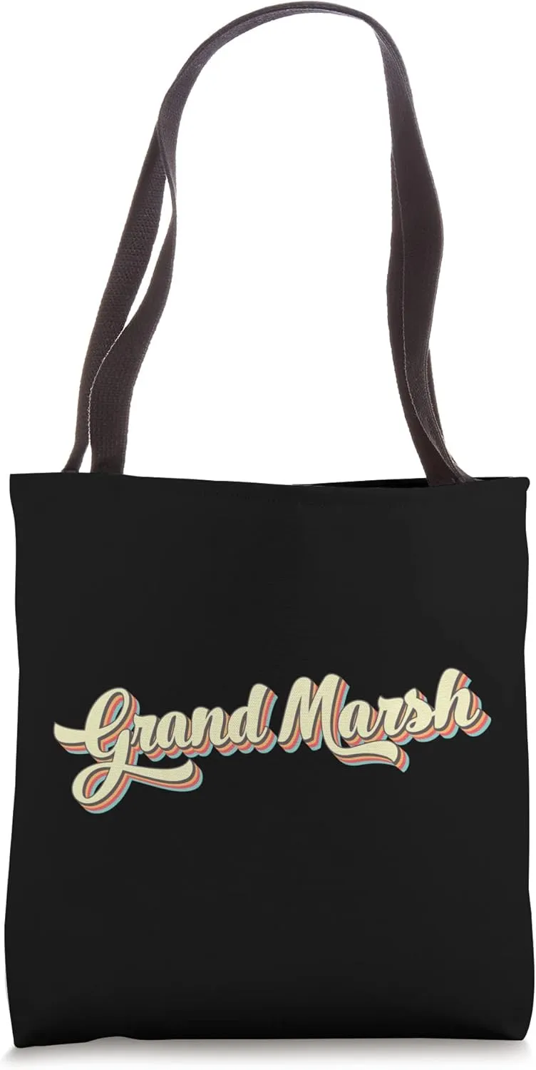 Grand Marsh TShirt Retro Art Baseball Font Vintage Tote Bag