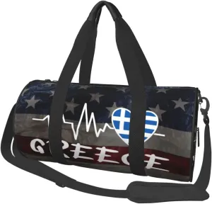 Greece Heartbeat Duffel Bag Gym Bag Travel Sports Tote Large Foldable Beach Swim Yoga3
