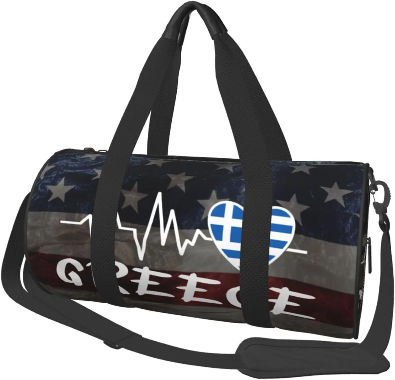 Greece Heartbeat Duffel Bag Gym Bag Travel Sports Tote Large Foldable Beach Swim Yoga3