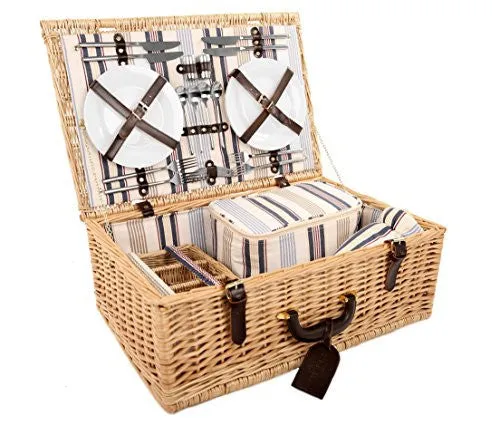 GREENFIELD COLLECTION BEAULIEU WICKER PICNIC HAMPER FOR 4-PEOPLE
