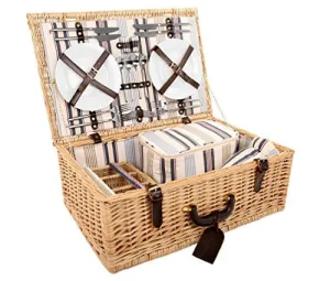 GREENFIELD COLLECTION BEAULIEU WICKER PICNIC HAMPER FOR 4-PEOPLE
